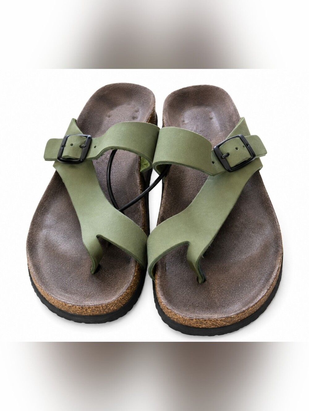 Mephisto Helen Women’s Size 7 Green Leather Toe Loop Cork Footbed Sandals